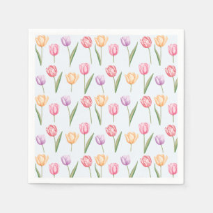 Farbige Wasserfarben-Tulpen-Blumenmuster Serviette