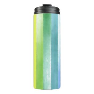 Farbige Wasserfarben Vertikales Regenbogenmuster Thermosbecher