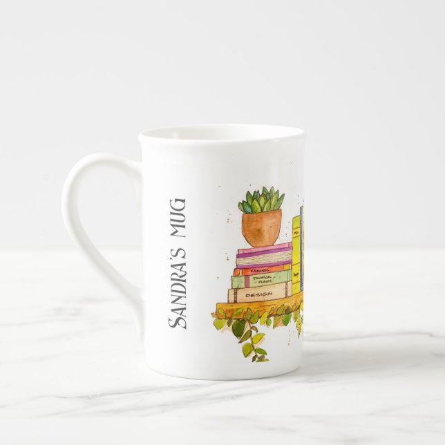 Farbige Wasserfarben, virtuelle Bibliothek Prozellantasse (Links)