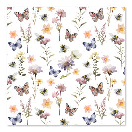 Farbige Wasserfarben-Wildblumen-Schmetterling & Bi Tapete