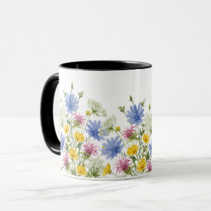 Farbige Wasserfarben-Wildblumen Tasse