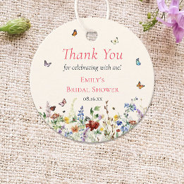Farbige Wasserfarben-Wildblumen und Schmetterlinge Geschenkanhänger