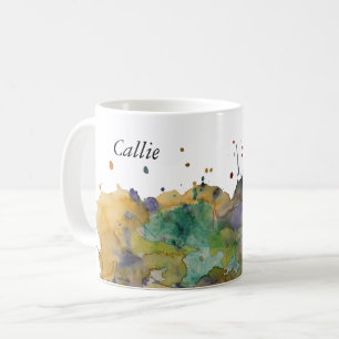 Farbige Wasserfarbspritzer, Personalisiert 1 Kaffeetasse