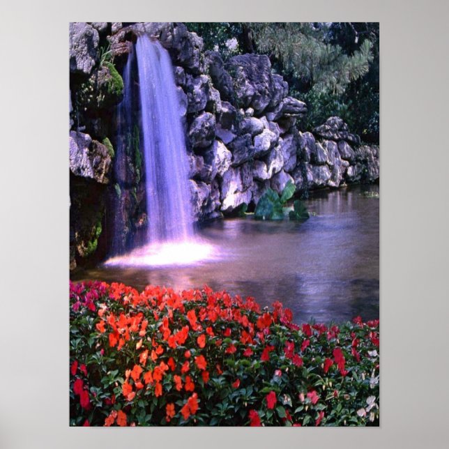 Farbige Wasserfass mit Blume-Poster Poster (Vorne)