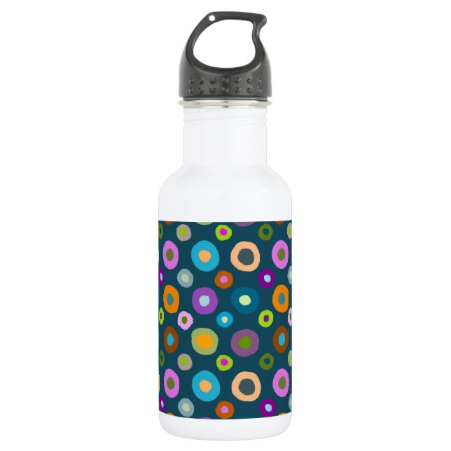 Farbige Wasserflasche funky boho weiß & dunkelblau (Vorderseite)