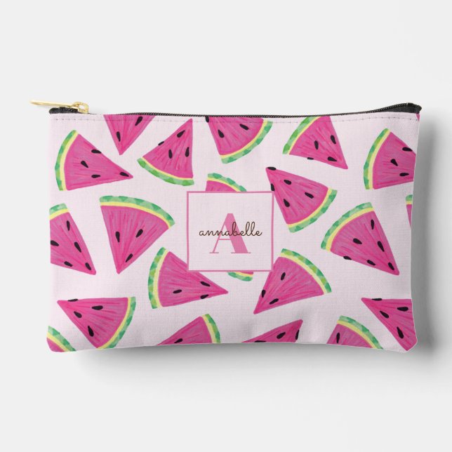 Farbige Wassermelonen-Scheiben-Monogramm Zubehörtasche (Vorderseite)