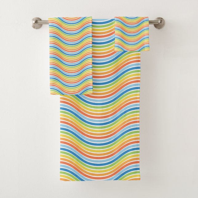 Farbige Wavy Lines Badetuch Set (Insitu)