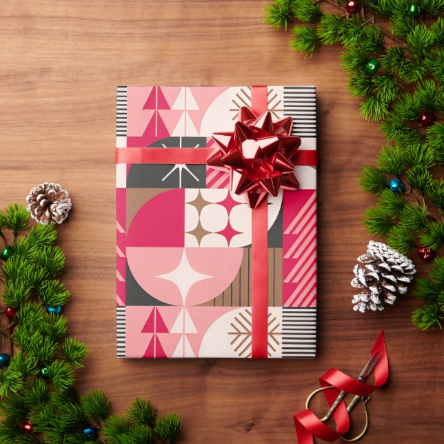 🎄 Farbige Weihnachts-Collage-Geschenke-Bäume-Schm Geschenkpapier (Feiertagsgeschenk)