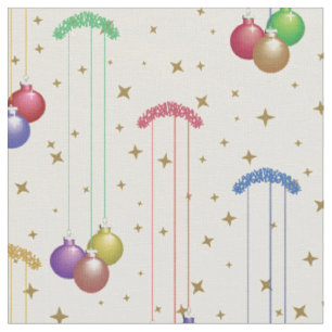 Farbige Weihnachtsbällchen, goldene Sterne Stoff