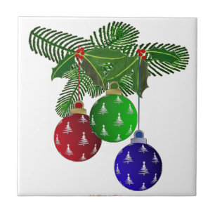 Farbige Weihnachtsbaum-Ornamente Fliese