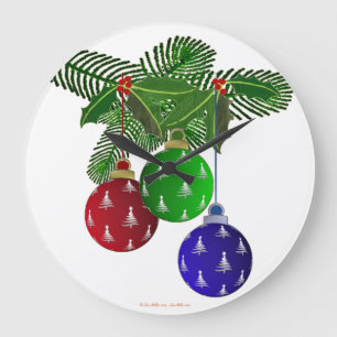 Farbige Weihnachtsbaum-Ornamente Große Wanduhr