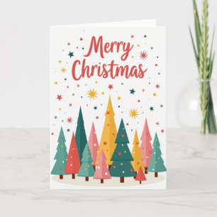 Farbige Weihnachtsbaum-Weihnachtskarte Karte