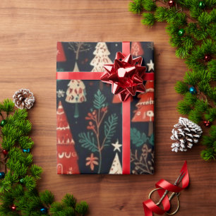 Farbige Weihnachtsbäume Geschenkpapier