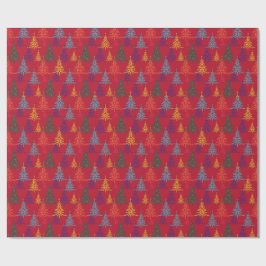 Farbige Weihnachtsbäume Xmas Rot Geschenkpapier