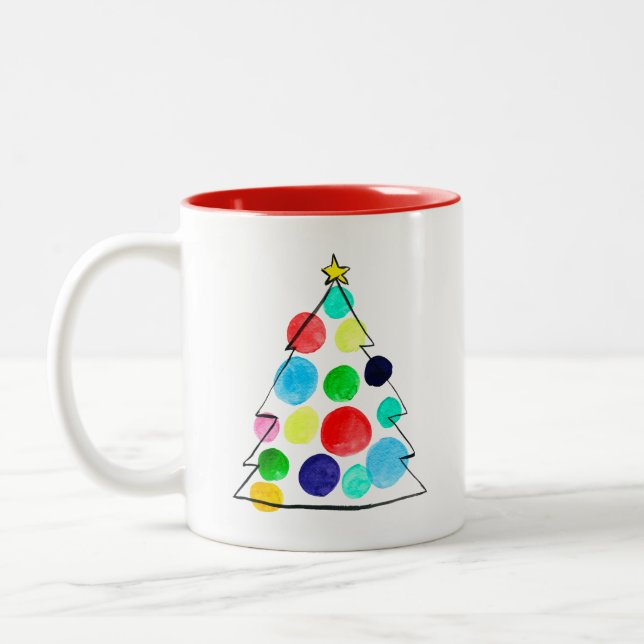 Farbige Weihnachtsbaumfarbe Zweifarbige Tasse (Links)