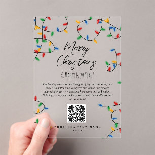 Farbige Weihnachtsbeleuchtung Unternehmen QR Code Acryleinladungen