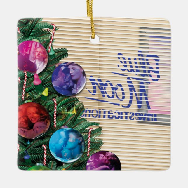 Farbige Weihnachtsbüros Kunst Keramikornament (Vorderseite)