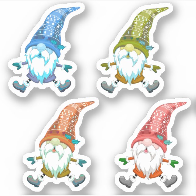 Farbige Weihnachtsgnom Vinyl Aufkleber (Vorderseite)