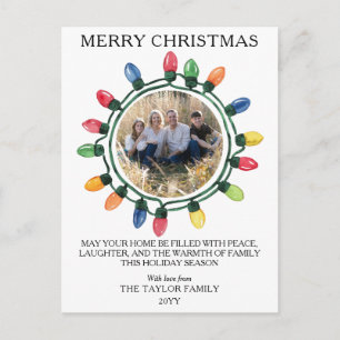 Farbige Weihnachtslichter Foto Familie Feiertagspostkarte