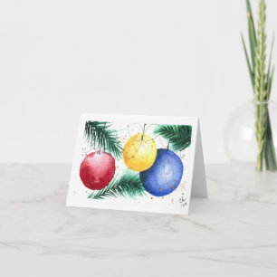Farbige Weihnachtsschmuck, Aquarelldruck