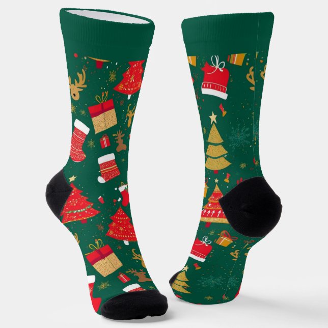 Farbige Weihnachtssocken mit Namen Socken (Gewinkelt)