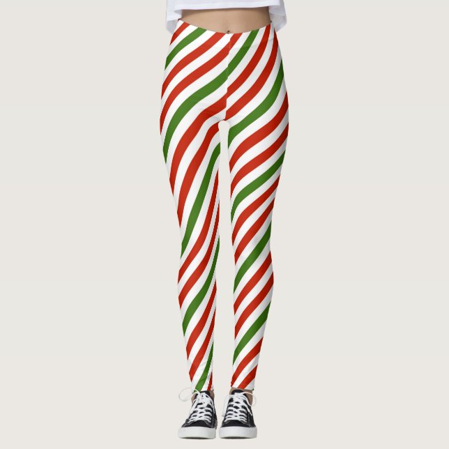Farbige WeihnachtsStreifen Leggings (Vorderseite)