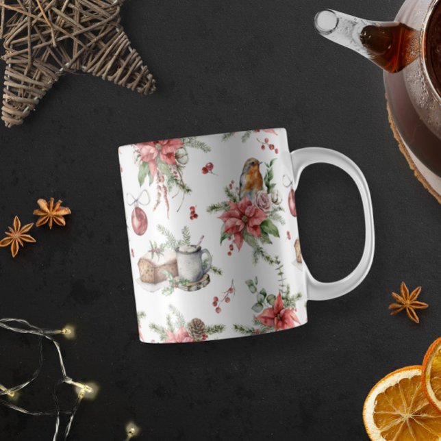 Farbige Weihnachtssymbole Muster 2 Zweifarbige Tasse (Von Creator hochgeladen)