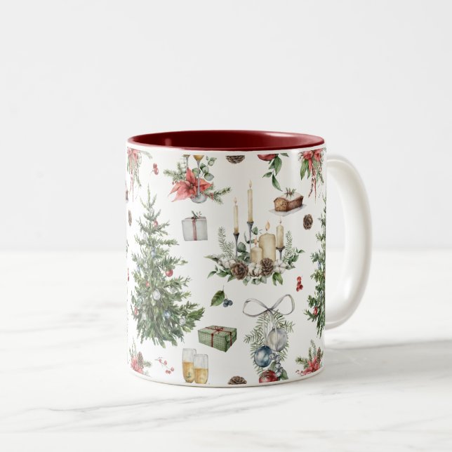Farbige Weihnachtssymbole Zweifarbige Tasse (VorderseiteRechts)