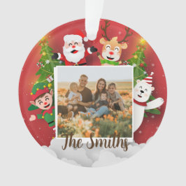 Farbige Weihnachtszeit Cartoon Santa Foto Name Ornament