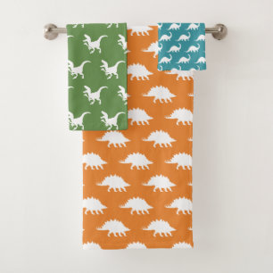 Farbige weiße Dinosaurier Badhandtuch Set