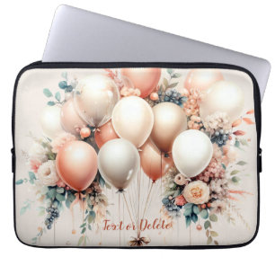 Farbige weiße Pfirsich-Blumenballons Elegante Part Laptopschutzhülle