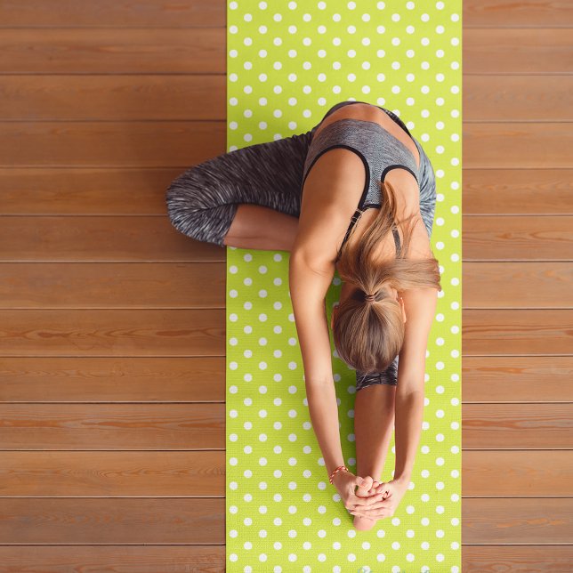 Farbige, weiße Retro-Polka-Dots Monogramm-Übung Yogamatte (Green White Retro Polka Dots Monogram Exercise Yoga Mat)