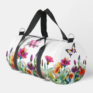 Farbige weiße Wasserfarbe Blumenzapfel Beutel Duffle Bag