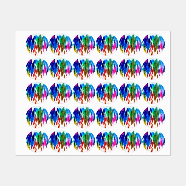 Farbige Wellen Etiketten (Blatt)