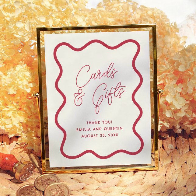 Farbige wellige Retro-Hochzeitskarten & Geschenke- Poster (Von Creator hochgeladen)