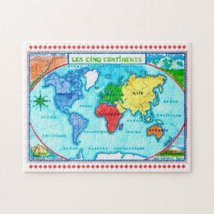 Farbige Weltkarte 11x14 Postkarte Puzzle