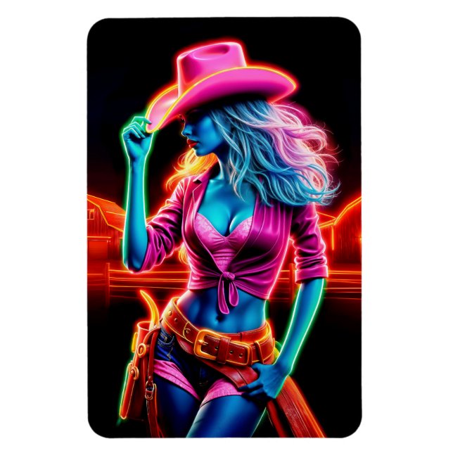 Farbige Western mit rosa Cowboy-Hutkunst Magnet (Vertikal)
