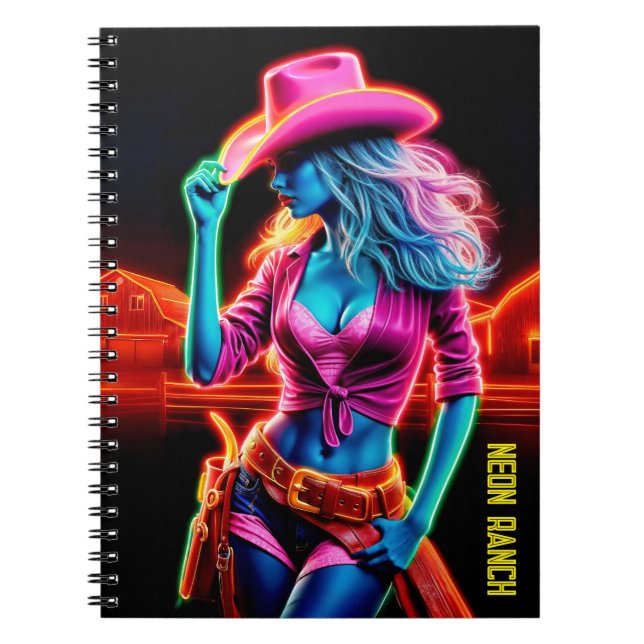 Farbige Western mit rosa Cowboy-Hutkunst Notizblock (Vorderseite)