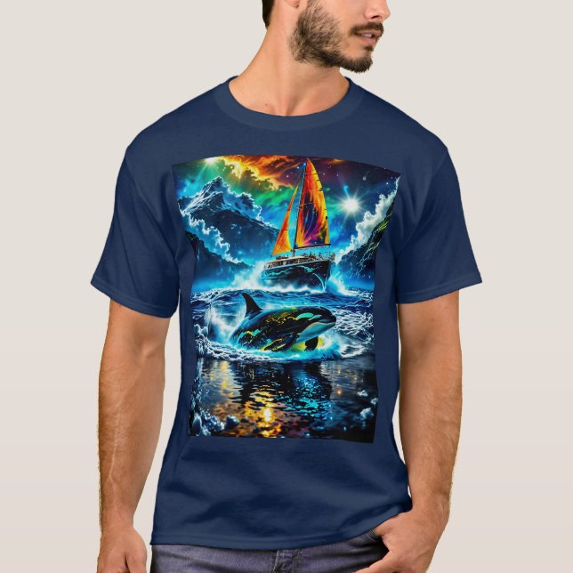 Farbige Whalebeobachtung T-Shirt (Vorderseite)