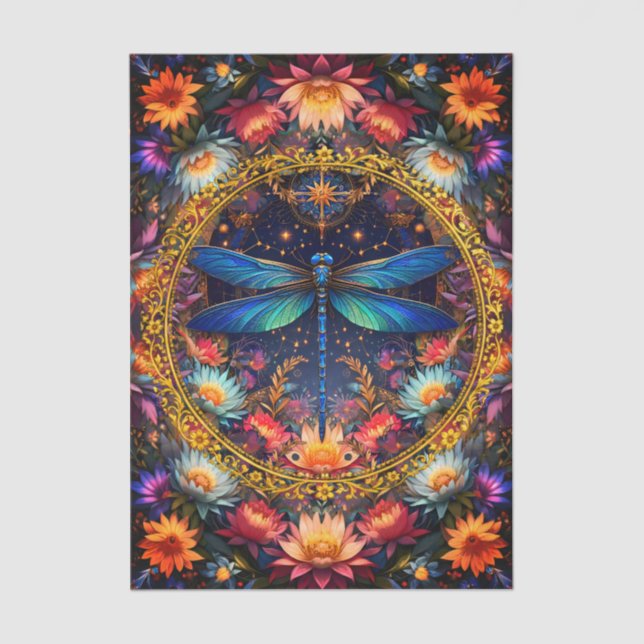 Farbige Whimsical Boho Libellen-Decoupage Seidenpapier (Vorderseite)