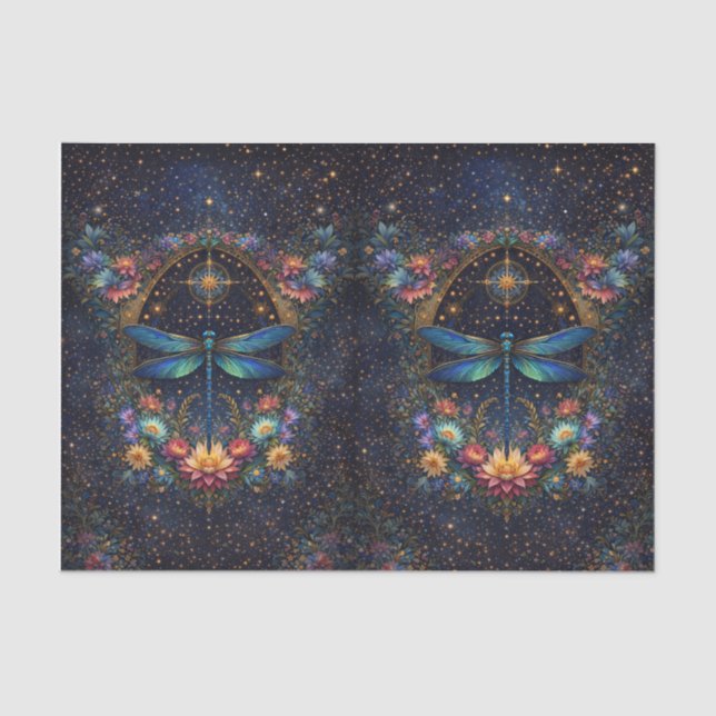 Farbige Whimsical Boho Libellen Decoupage Seidenpapier (Vorderseite)
