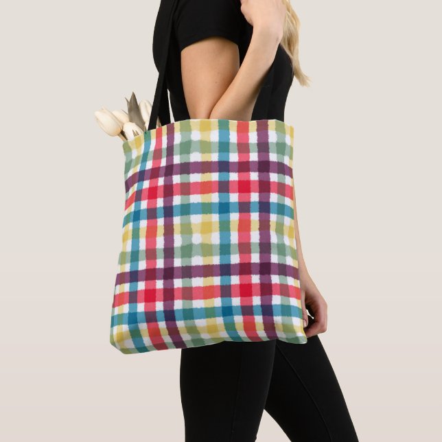 Farbige Whimsical-Kariert-Wasserfarben-Muster  (Von Nahem)