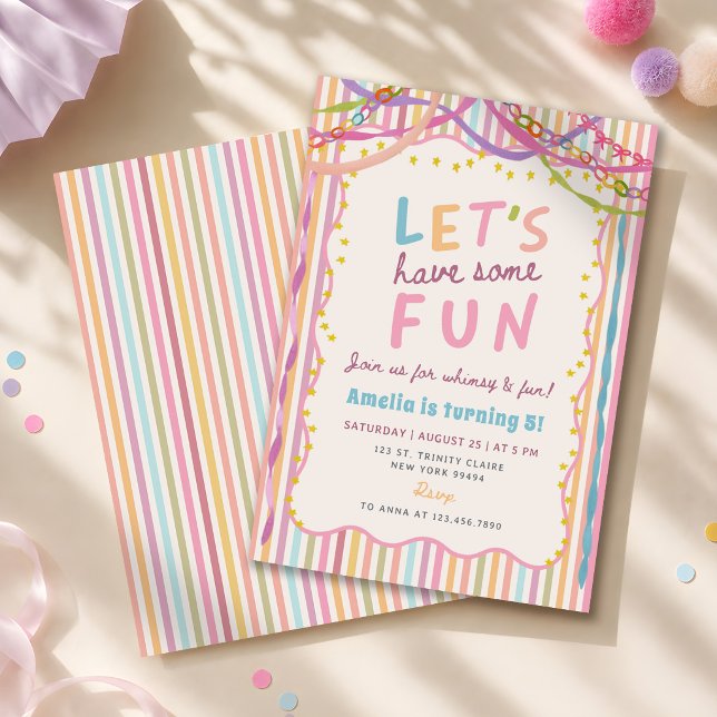 Farbige Whimsical-Mädchen-Geburtstagsfeier Einladung (Von Creator hochgeladen)
