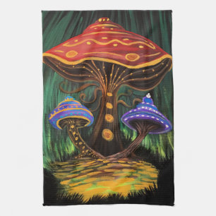 Farbige Whimsical Pilz Cottagecore Geschirrtuch