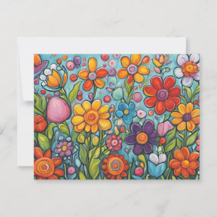 Farbige whimsical Sommerblumen  Postkarte