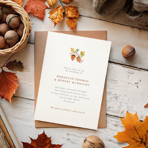 Farbige Whimsikfarben Acorns Hochzeit im Herbst Einladung