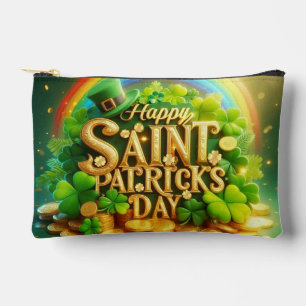 Farbige, whimsische Regenbogen St. Patrick's Day Zubehörtasche