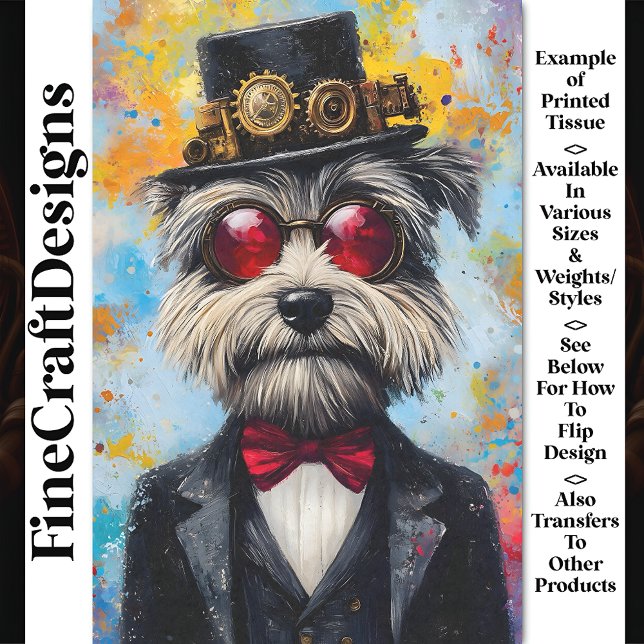 Farbige Whimsy Modern Steampunk Dog Z3 Decoupage Seidenpapier (Von Creator hochgeladen)