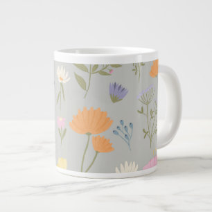 Farbige Wiese auf Grau Jumbo-Tasse