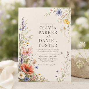 Farbige Wiesen-Wildblumen-Boho-Hochzeitseinladung Einladung